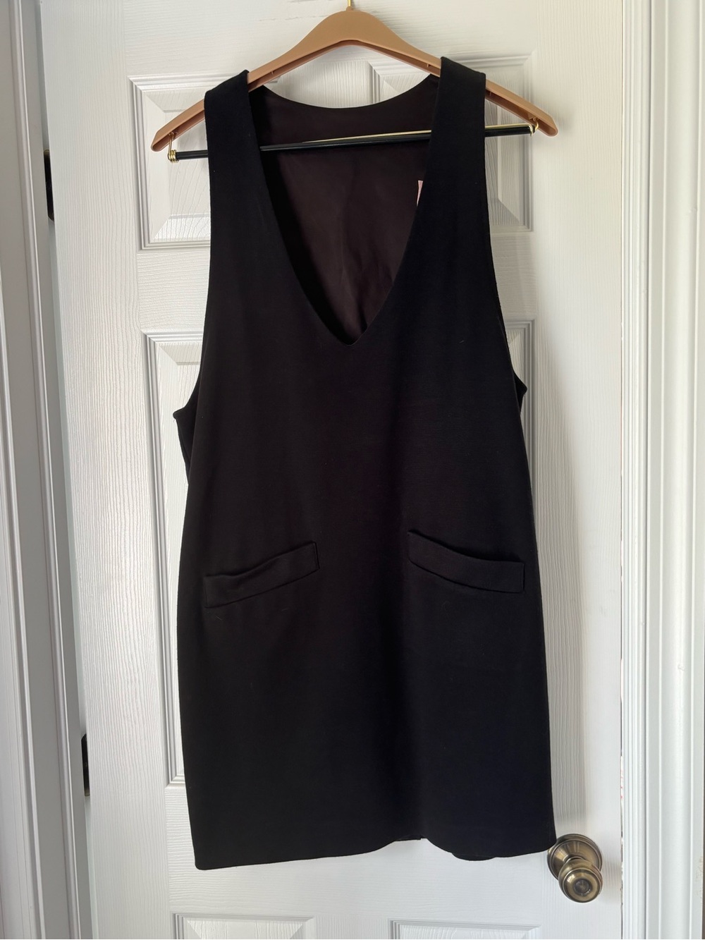 Michele Black Sleeveless Pinafore with V-Neck